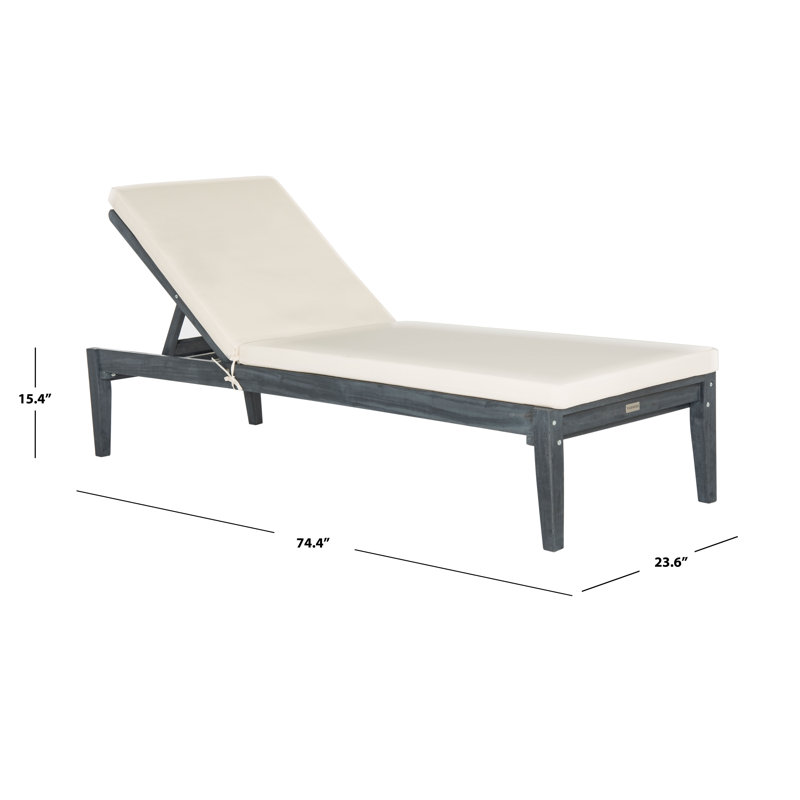 Arwen Outdoor Acacia Wood Chaise Lounge , Cushion Included, Ash Gray