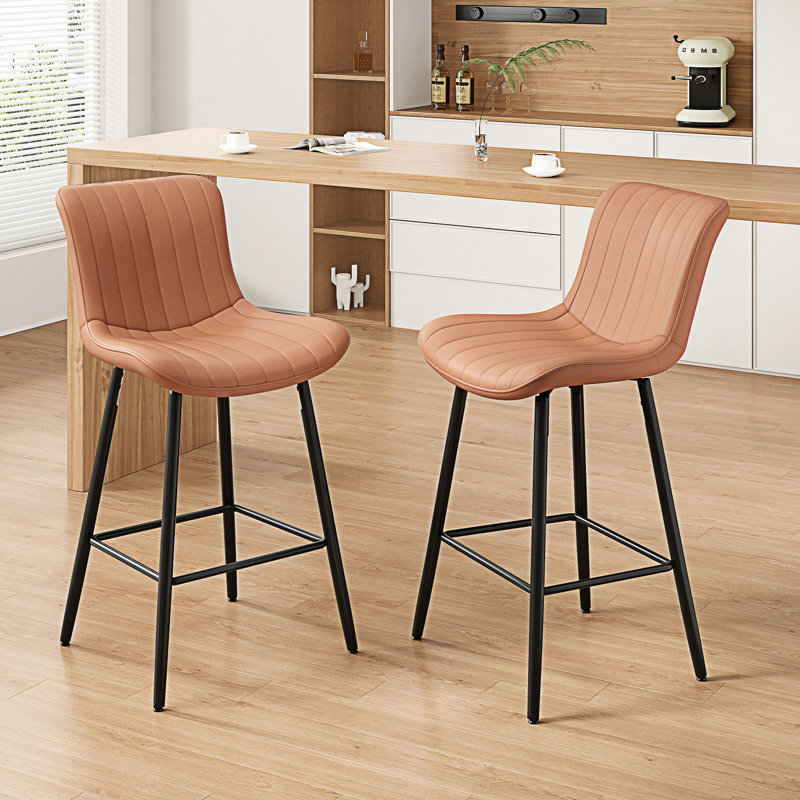 Set Of 2 Counter Stools, Counter Height Bar Stools, Brown