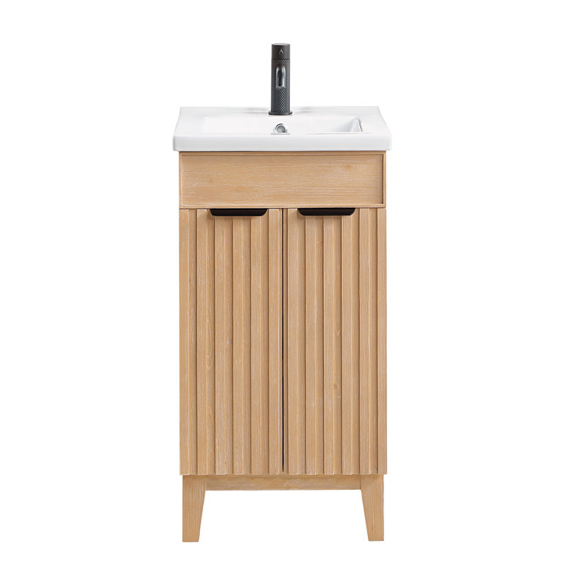 Ensemble de meuble-lavabo simple 18,1 po Dansfield, Bois de sapin brun, Noir mat