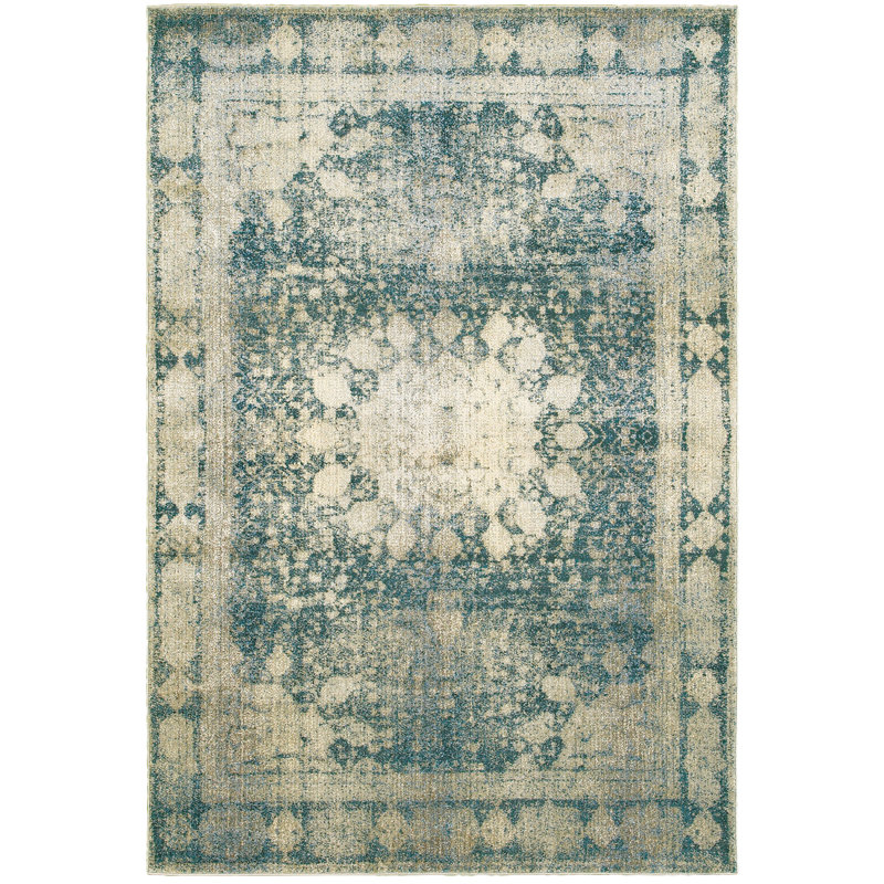 Tapis ivoire / bleu Gaiser, Rectangle 9 pi 10 po x 12 pi 10 po