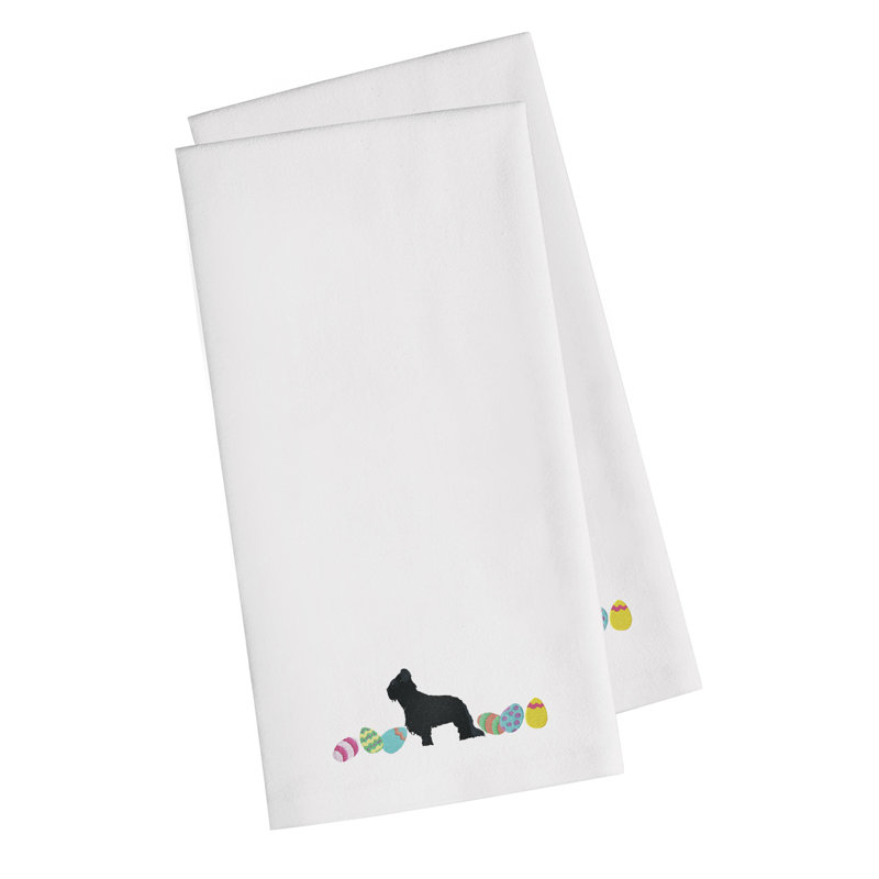 Cotton Embroidered Tea Towel Kitchen Towel, White, 28" H x 19" W x 0.1" D