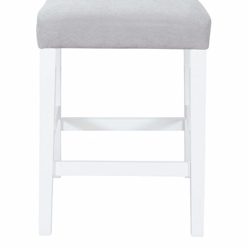 2 tabourets de bar pour l'extérieur, Siège gris / cadre blanc