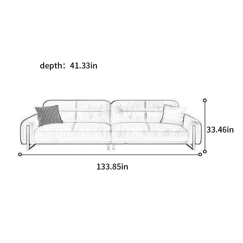 Canapé à la française de style français simple et rétro, H 33,46 po x l 133,85 po x P 41,33 po