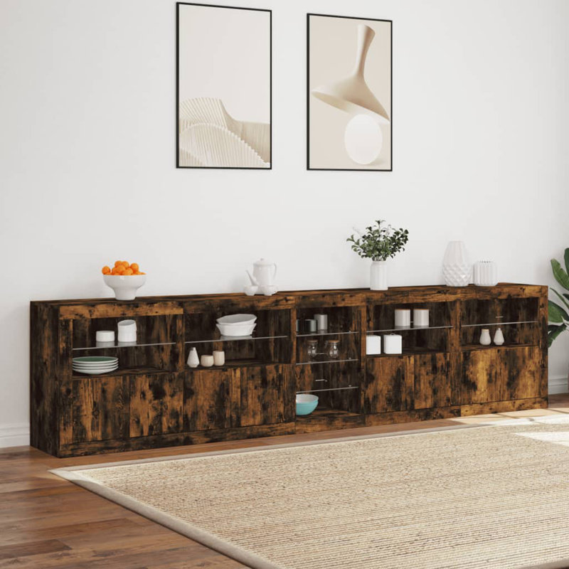 Mashari 283cm Sideboard, Smoked Oak