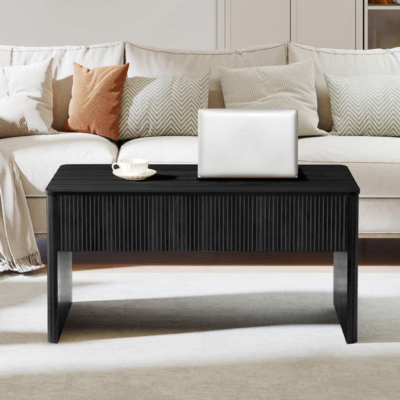 Table basse à plateau relevable avec rangement, Noir