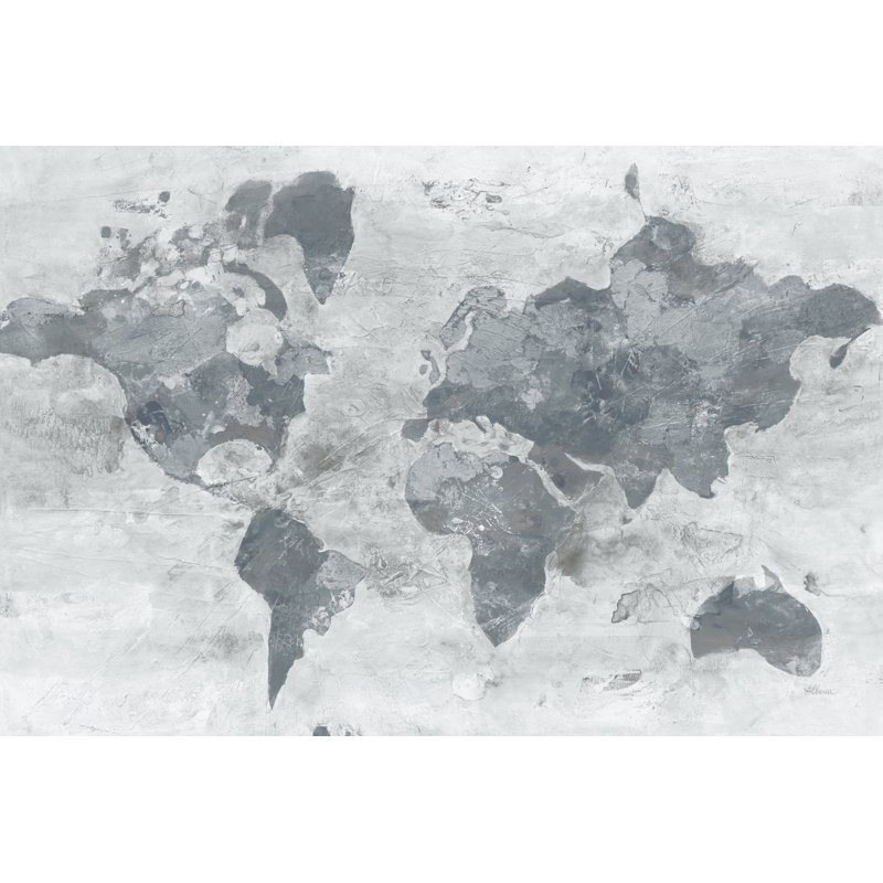 Golden World Grey by Albena Hristova - Wrapped Canvas Painting, 20cm H x 30cm W x 3.8cm D