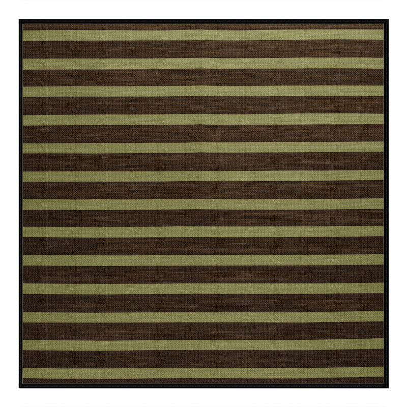 Tapis brun à rayures horizontales lavable à la machine, Carré 5 pi