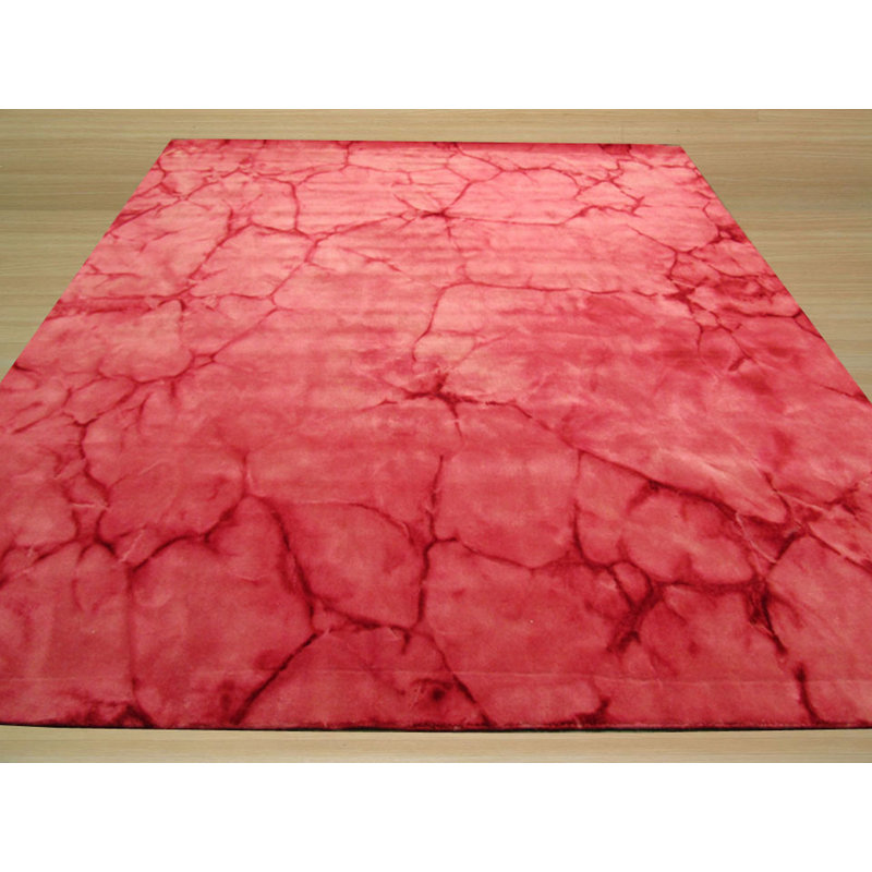 Tapis contemporain en laine noué à la main rose Sarrah Giselle, Rectangulaire 3 pi x 5 pi