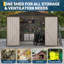 Remise de rangement extérieure en acier galvanisé 10 x 12 pi avec structure de plancher, fenêtre transparente, évents, portes verrouillables pour la cour