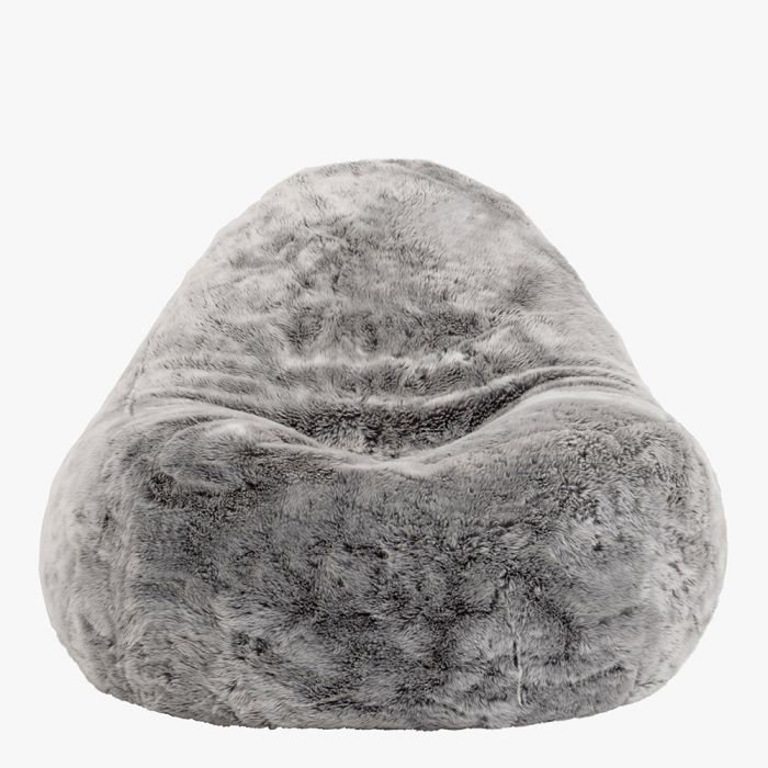 Faux Fur Giant Bean Bag Chair, Arctic Wolf Grey