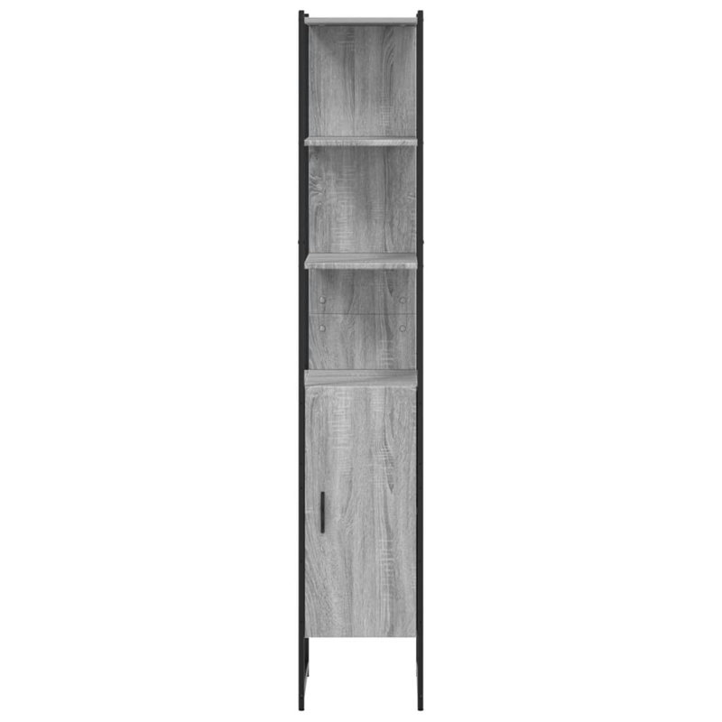 Bathroom Cabinet Brown Oak 33X33x185.5 Cm Engineered Wood, Grey
