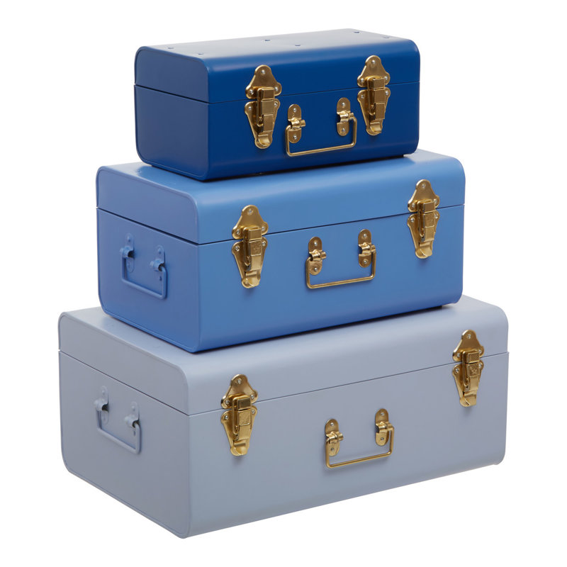 Forbush 3 Piece Accent Trunk Set, Blue