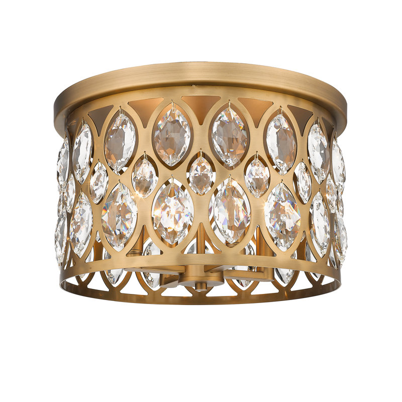 Delphina Crystal Flush Mount, Heirloom Brass