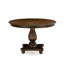 Ensemble de table de salle à manger 7 pièces composé d'une table de cuisine ronde avec piédestal et 6 chaises de salle à manger Parson en tissu brun, patiné Jacobean-2064797598