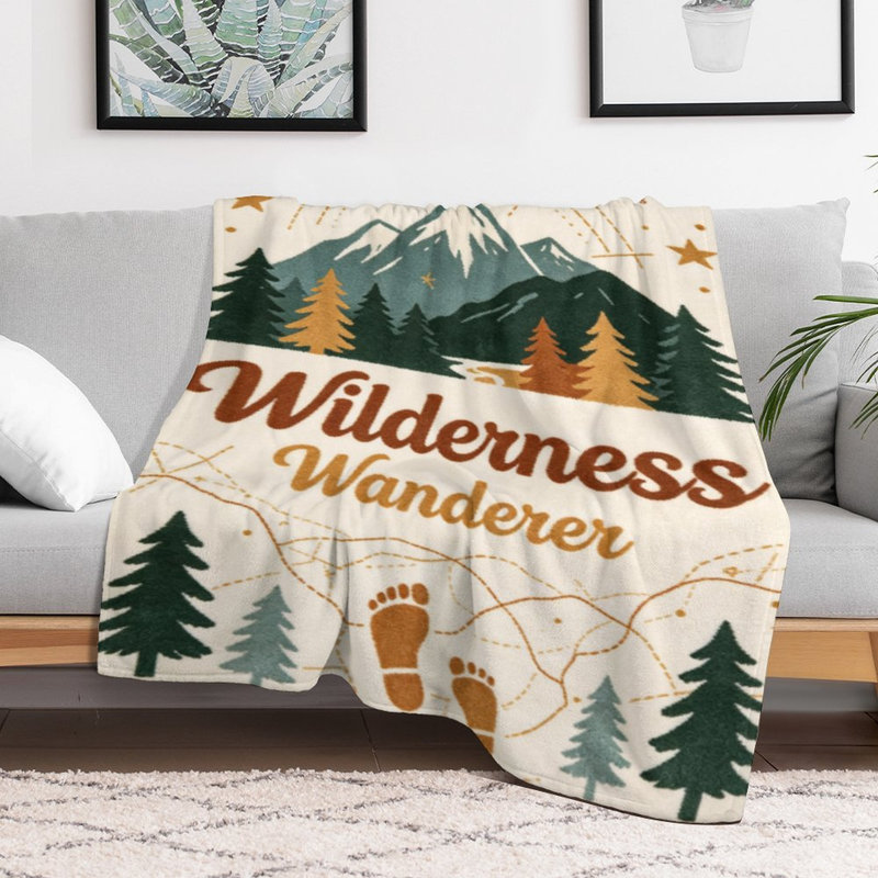 Jeté en flanelle de luxe Wildland Wanderer Mountain Forest, 50 x 60 po