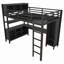 Lit mezzanine en métal avec garde-robe, bureau en L et cubes de rangement-130021706