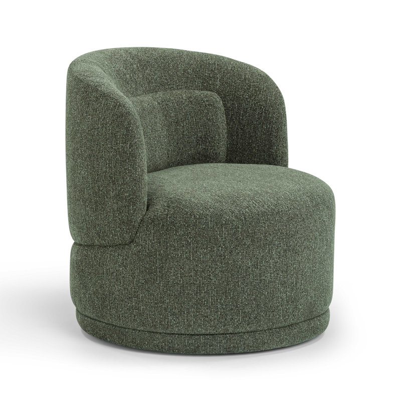 Massa Textured Beige Swivel Accent Chair, Mélange de polyester vert / coton