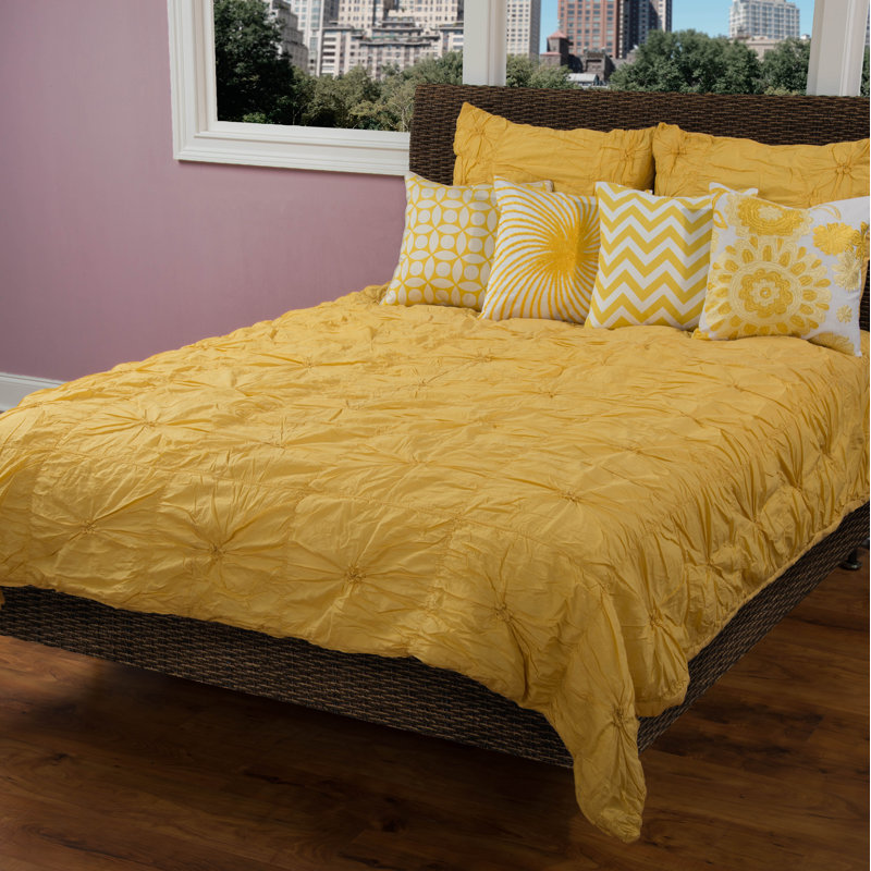 Courtepointe 100% coton Knots, Simple, Jaune