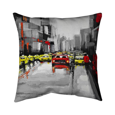 Abstract Traffic By A Rainy Day - Double Sided Print Indoor Pillow - 16X16