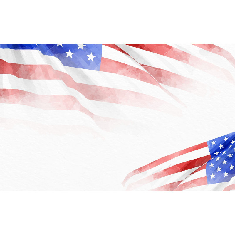 Murale pelez et collez de qualité supérieure - aquarelle drapeau américain, L 120 po x l 180 po