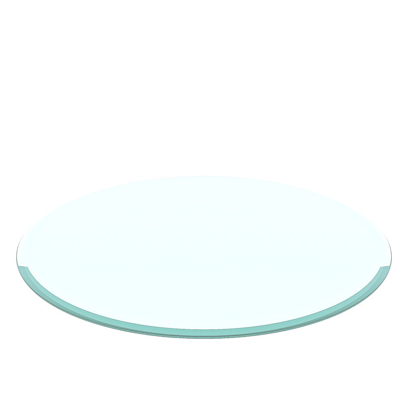 38,6 po. Plateau de table rond en verre trempé; verre transparent, bord biseauté et épais de 2/5 po (seulement le plateau)