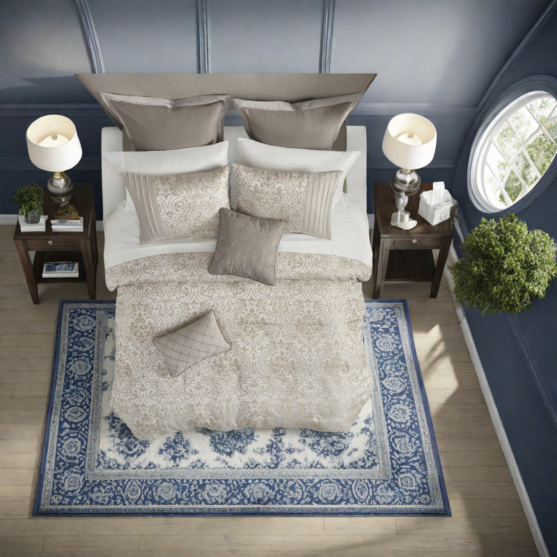 Ensembles de literie en jacquard de luxe, damas en polyester, style maison classique