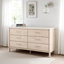 Commode large Mooran, 6 tiroirs, plateau en marbre blanc