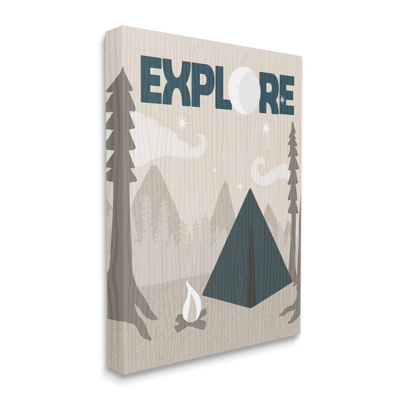 «Explore Camping Nighttime Tent Campfire Woodland» par Daphne Polselli - impression, Toile tendue