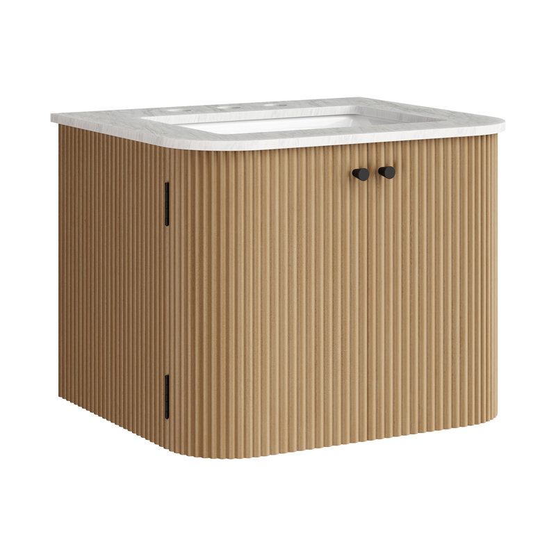 Zia 24" Wall-Mount Bathroom Vanity With Marble Sink, Natural