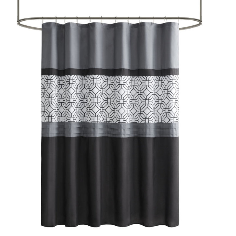 Rideau de douche brodé et découpé, Noir/gris