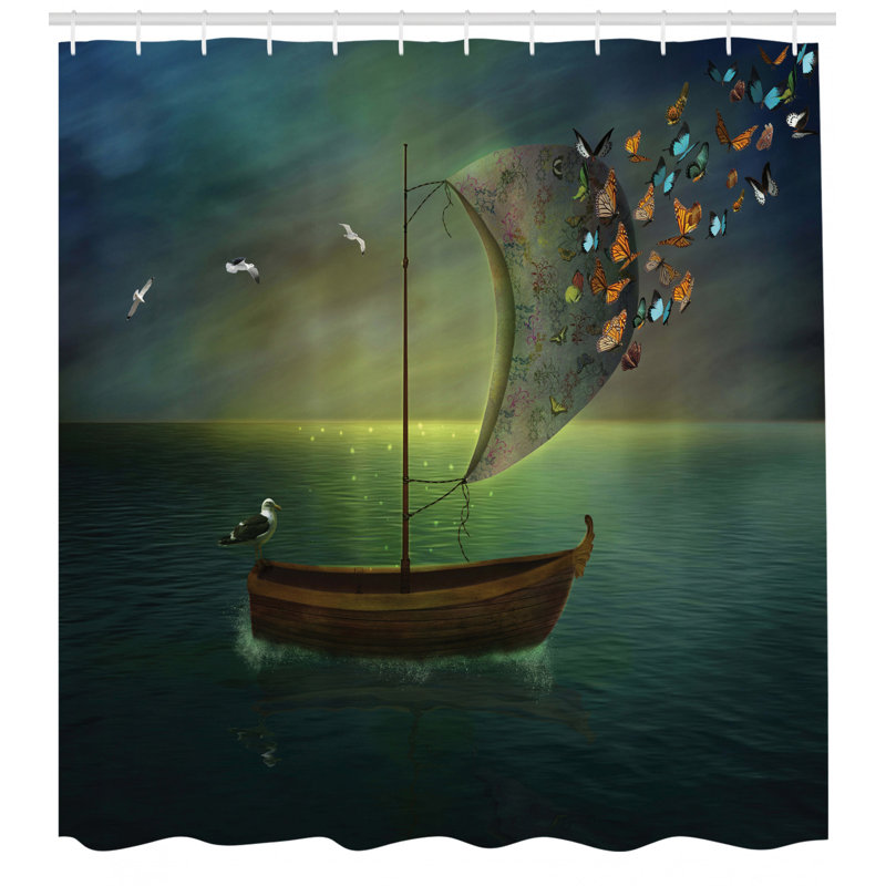Shower Curtain with Hooks Included, 70" H x 69" W