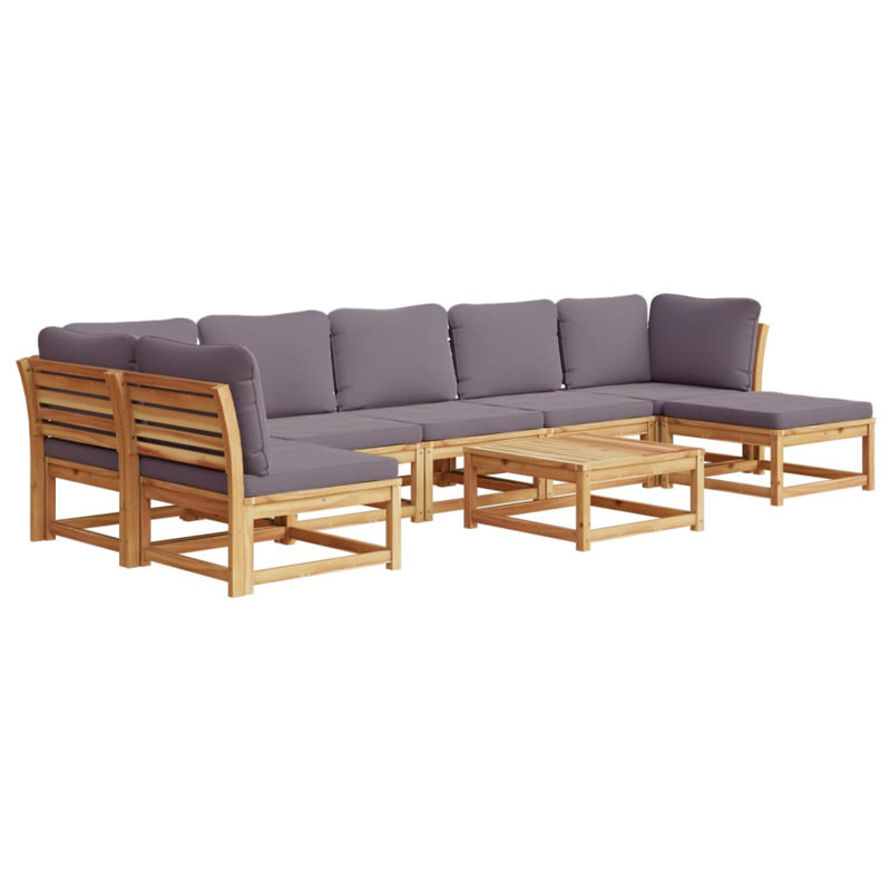 Red Barrel Studio® 8 Piece Patio Lounge Set With Cushions Solid Wood Acacia, Dark Gray