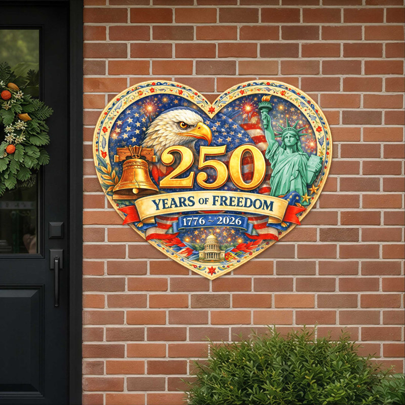 250 ans de liberté 1776–2026 Cœur patriotique – Décoration murale par G. Debrekht