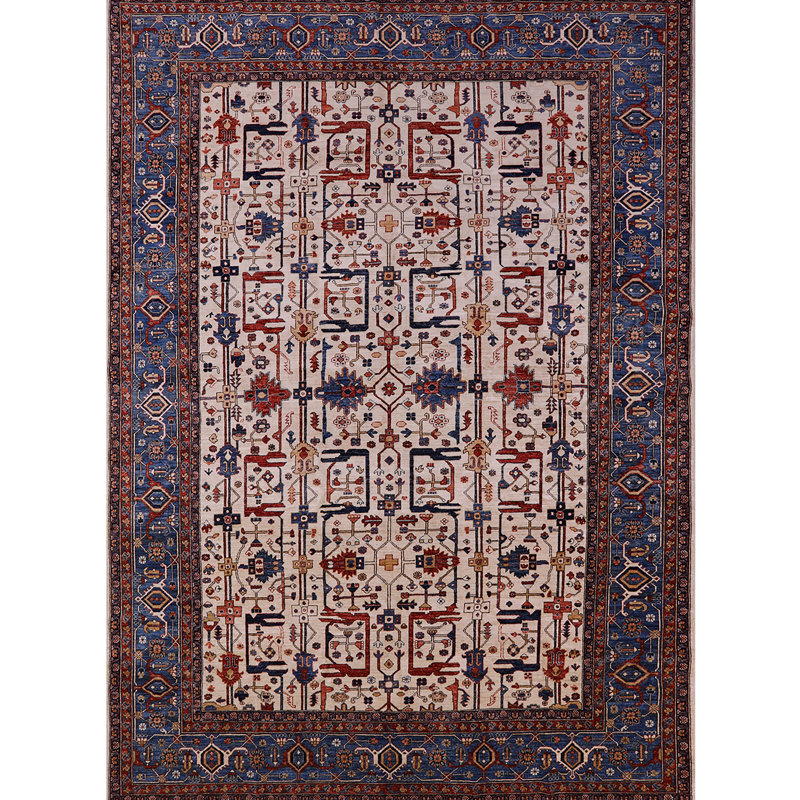 Tapis oriental rouge / bleu / crème Harlowton, Rectangle 8 pi x 10 pi