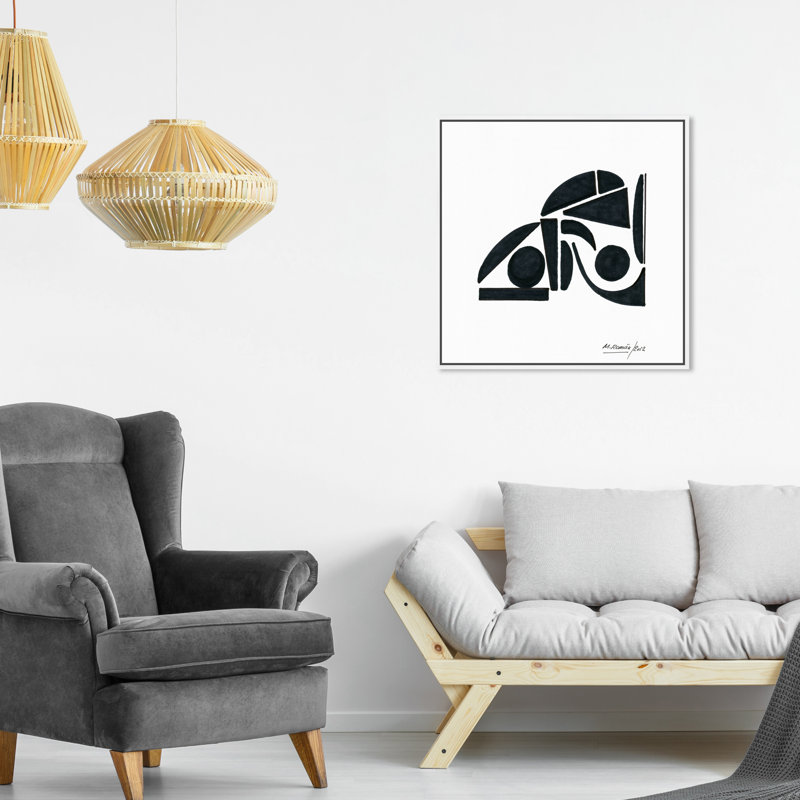 «Black and White Modern» par Joss & Main - reproduction de cadre flottant sur toile, H 21 po x l 21 po, Blanc