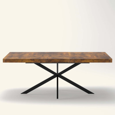 Retro Rectangular Stretch Dining Table, Top And Relief Plate,With Storage Box,Suitable for dining rooms, kitchens, and living rooms
