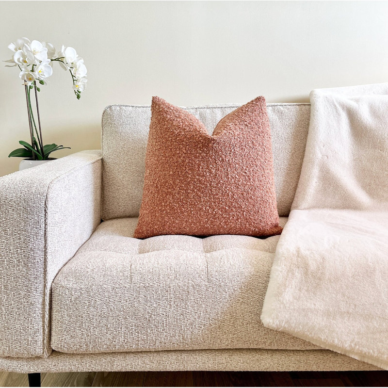 Housse de coussin Bouclé, H 22 po x l 22 po, Rose