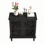 Vintage Hollow-Carved Accent Cabinet, 2-Door Display Storage Sideboard with Symmetrical Floral Design, Adjustable Shelf and Solid Wood Legs for Living Room Entryway