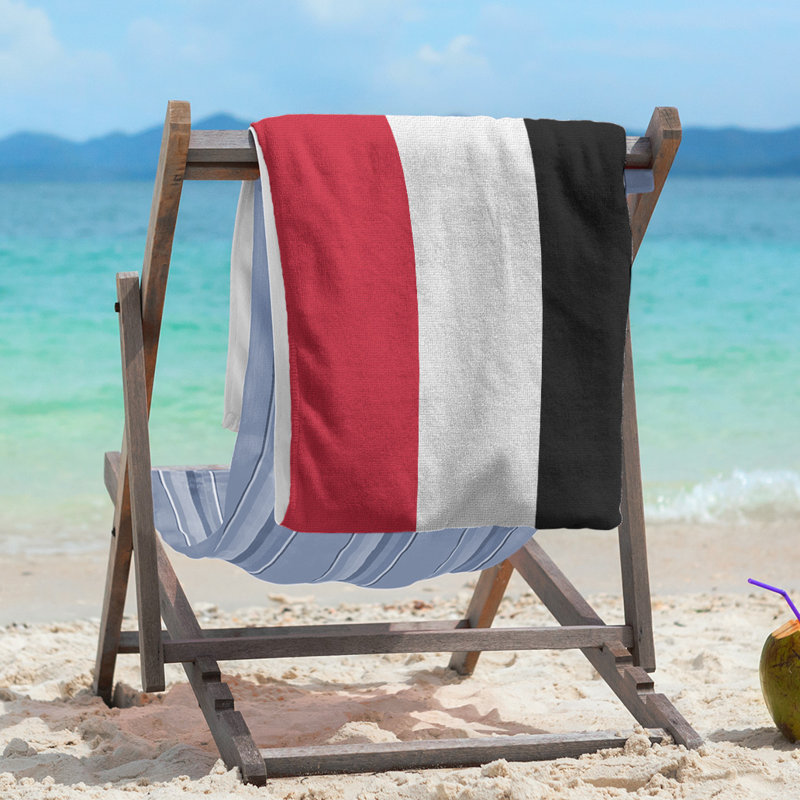 Lightweight Beach Towel, Red/White/Black, Poly/Cotton