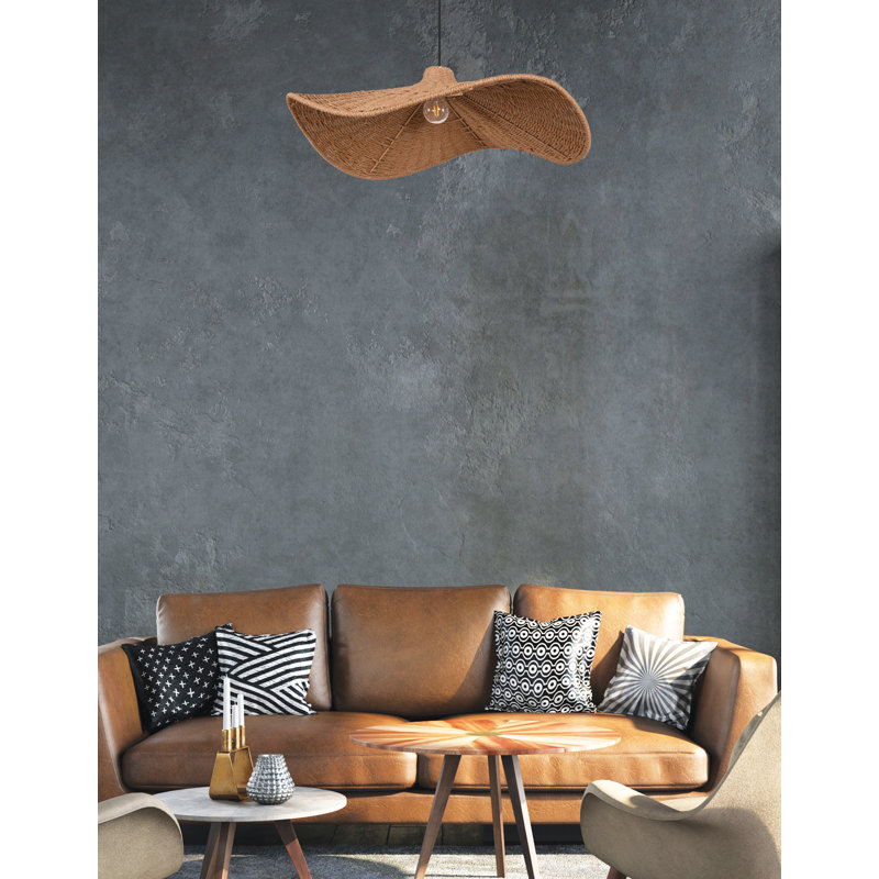Selma 1 Light Pendant - Small - Wavy Wicker Shade, 6" H x 40" W x 40" D