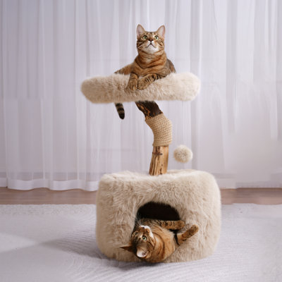 Modern 28.7"H Unique Cat Tree for Big Cats&MaineCoon
