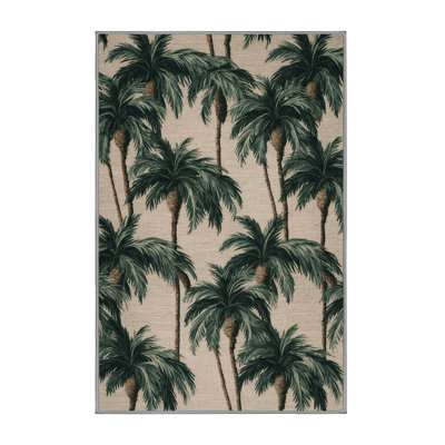 Washable Palm Grove Coastal Area Rug