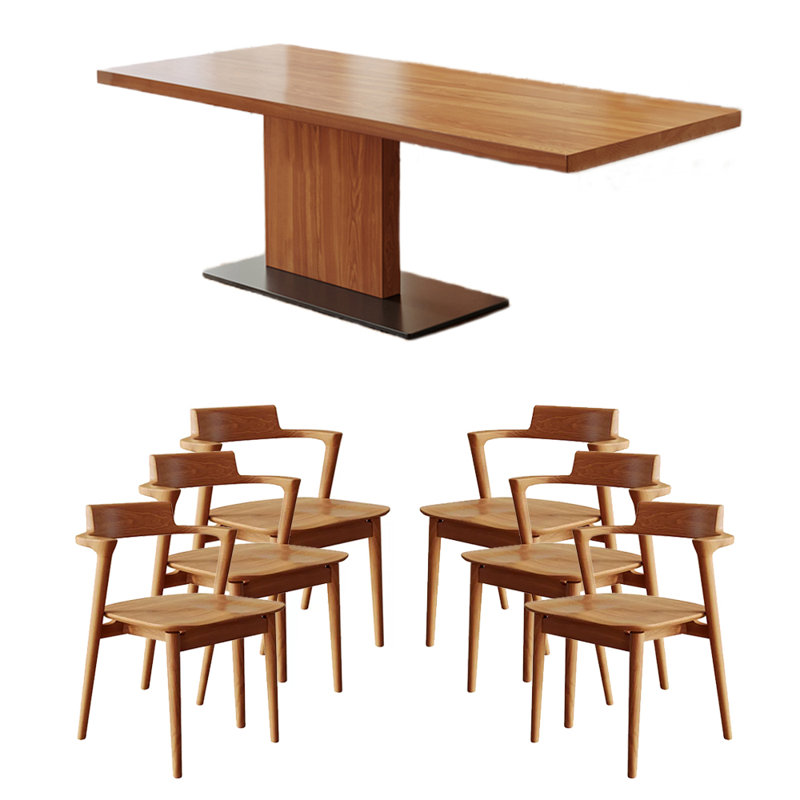 Solid wood ash dining table set, 29.53"H x 62.99"L x 31.5"W