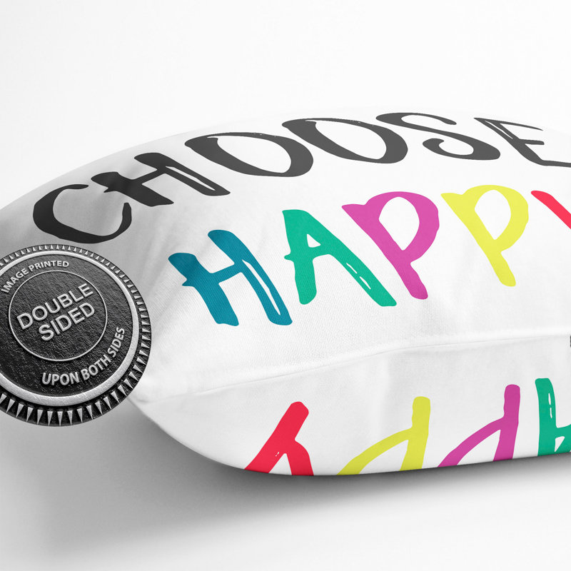 Choose Happy Square Throw Cushion, 40cm H x 40cm W x 15cm D