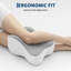 Oreiller ergonomique doublement concave en mousse à mémoire de forme pour les jambes, 1 coussin de soutien avec housse en tissu cationique et doublure intérieure respirante, soulage la pression sur les hanches et les genoux pour un sommeil réparateur, gris, 35 x 25 x 15,5 cm