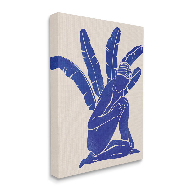 «Modern Blue Woman Palm Plant» par JJ Design House LLC - impression, H 40 po x l 30 po x P 1,5 po, Toile tendue