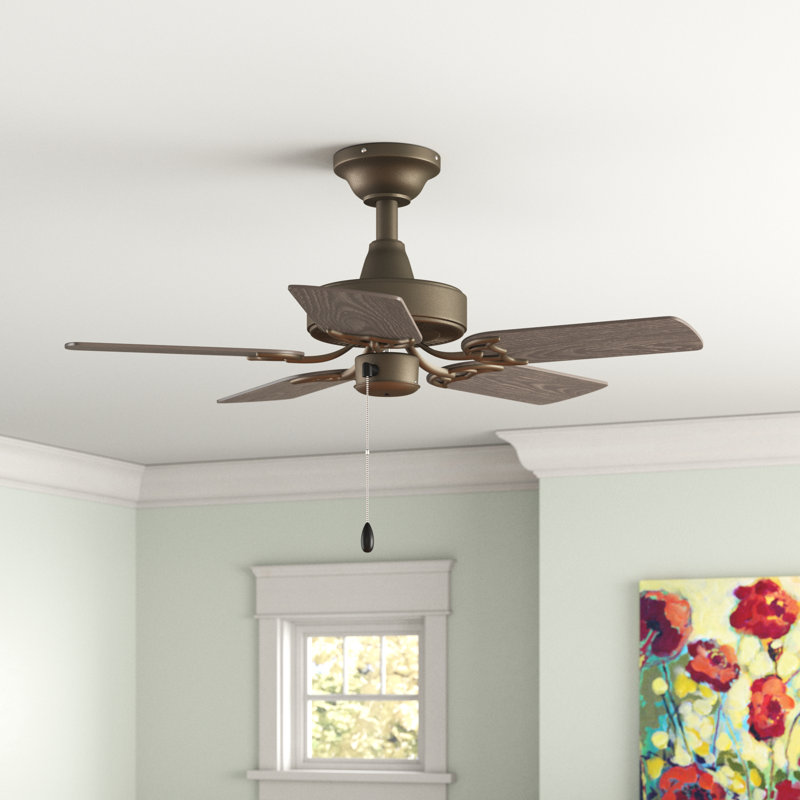 Ventilateur de plafond extérieur à 5 pales de 36 po avec chaînette Barwood, Bronze mat métallique