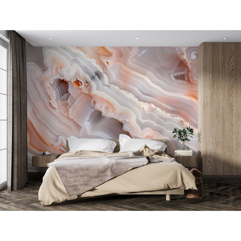  Murale agate - Papier peint à motif de pierre de cristal, L 165 po x l 120 po, Non tissé