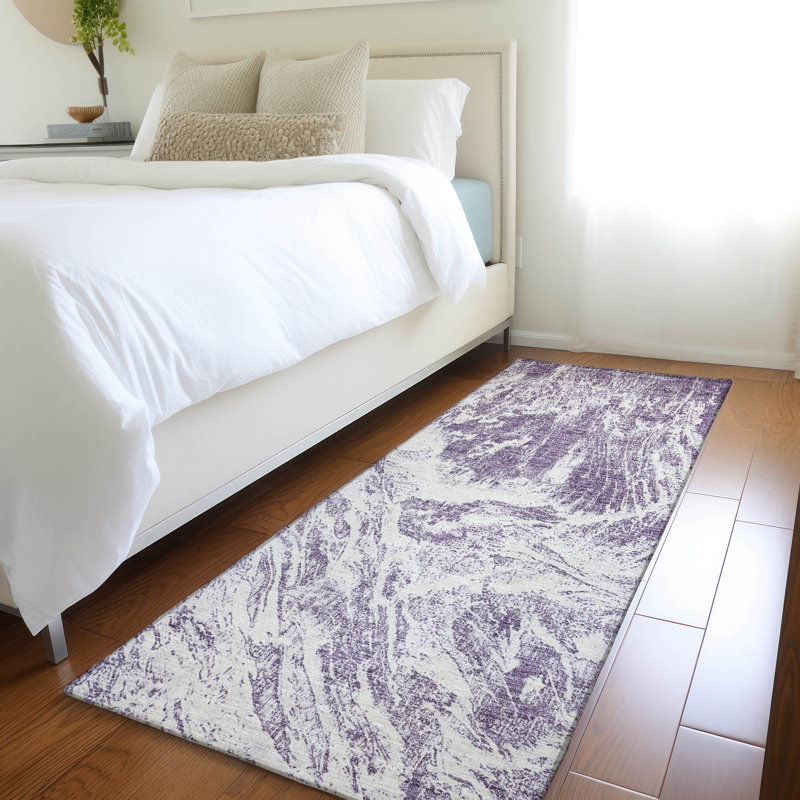 Premium Machine Washable Prisco Purple Rug, Runner 2'3" x 7'6"