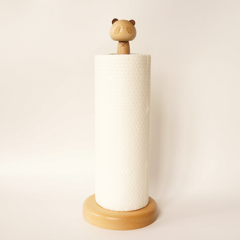 Porte-essuie-tout Bobblehead Panda - Aimant intégré pour têtes de dessin animé interchangeables